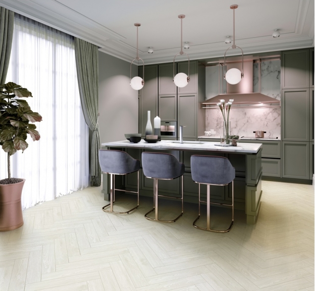 Виниловый ламинат SPC "Cronafloor" Herringbone Дуб Нант (640*128*4,5 мм) — купить в Краснодаре